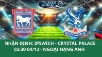 Nhận Định Tip Kèo: Ipswich Town vs Crystal Palace 03h15 - 04/12 - Căng Như Dây Đàn