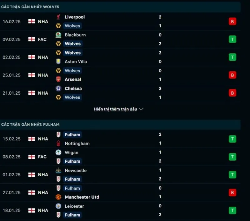 Tổng quan trước trận Wolves vs Fulham     